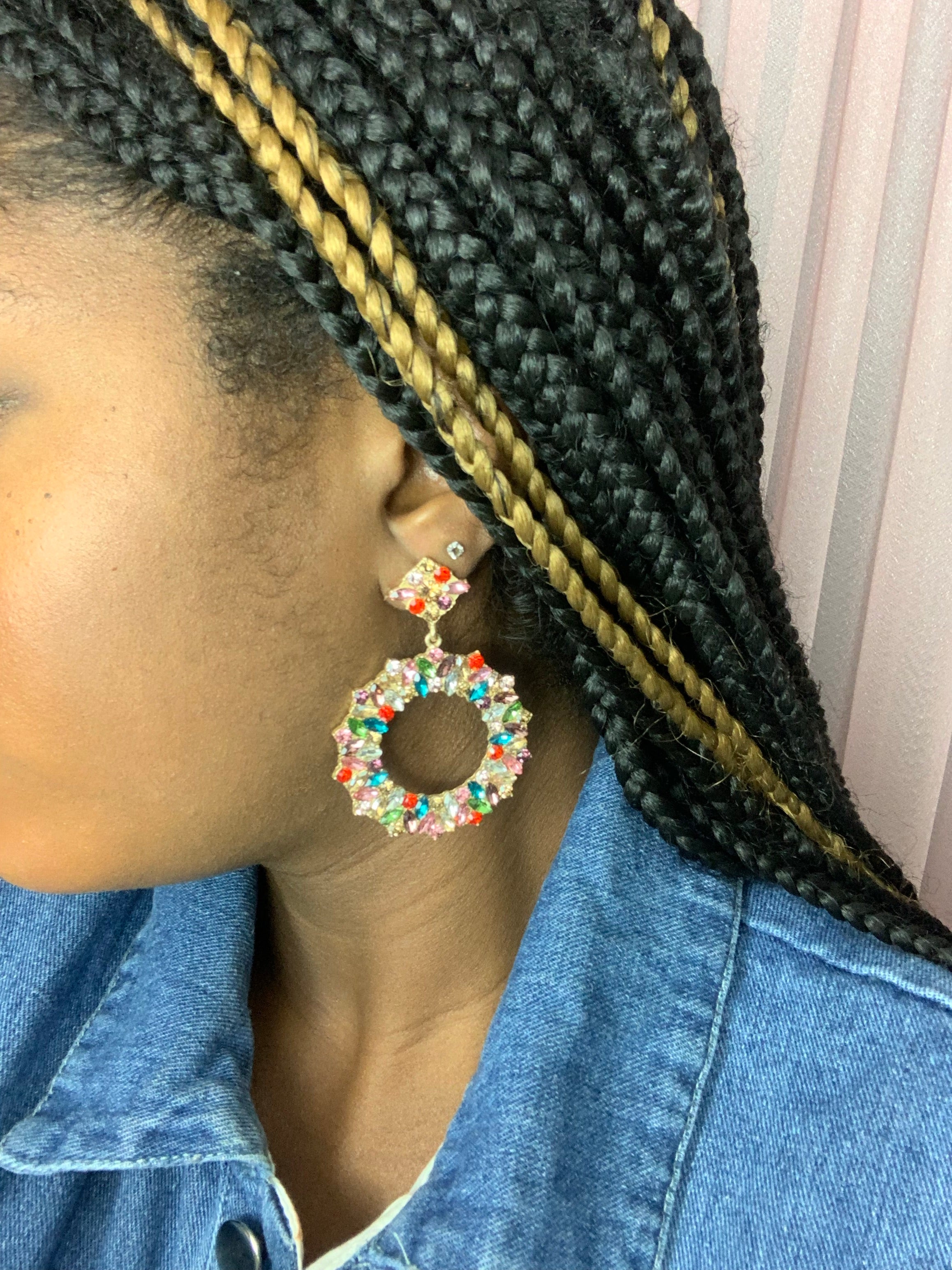 Colorful Gemstone Hoop Earrings